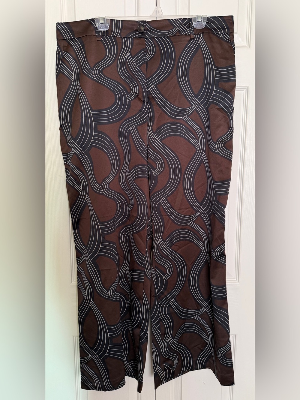 Ann Taylor Brown & Black Wave-Print Wide Leg Pants Set